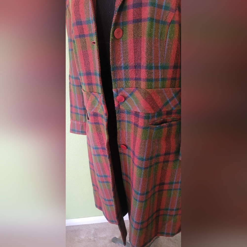 Halogen Unique Vintage Plaid Women's Long Coat XL - Picture 12 of 15